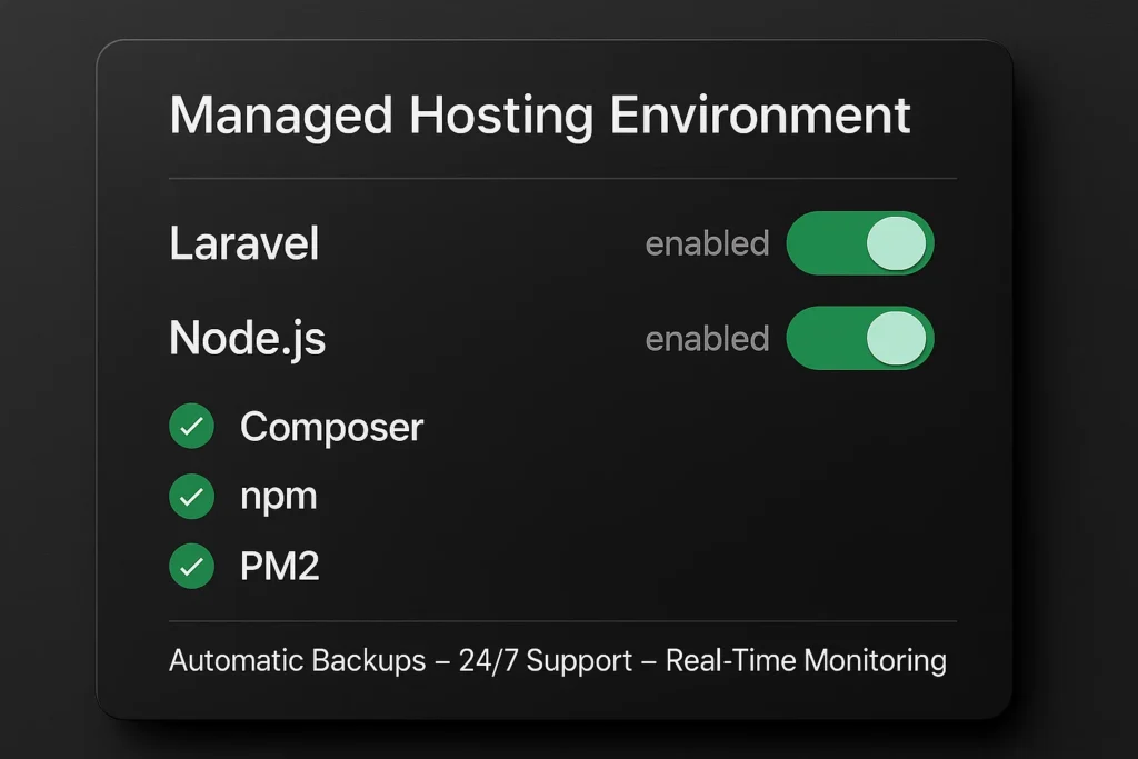 managed-hosting-dashboard-laravel-nodejs-support